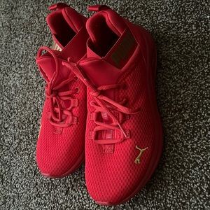Puma all red shoes worn once.